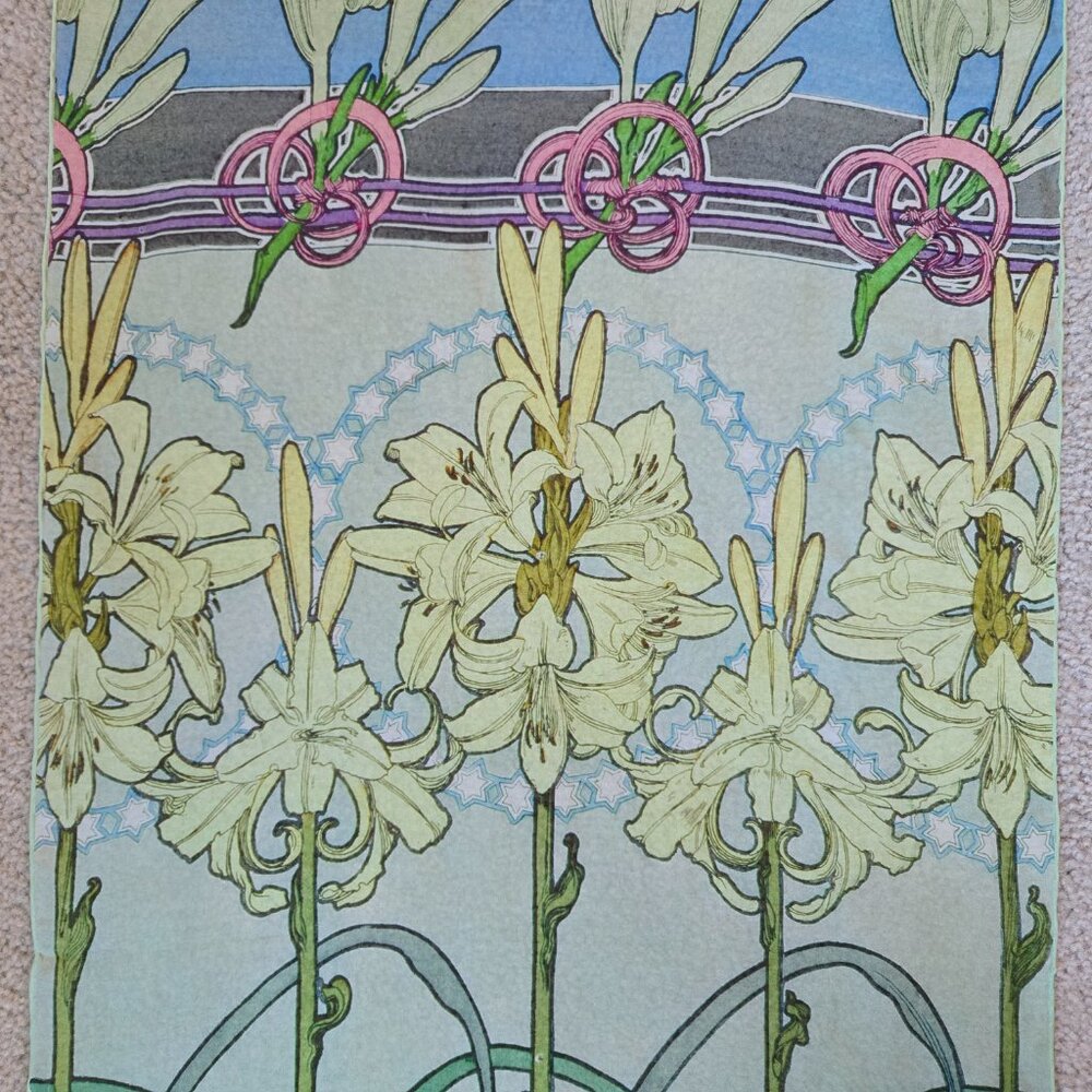 Alphonse Mucha Lily Silk Chiffon Scarf - Picture 8 of 10